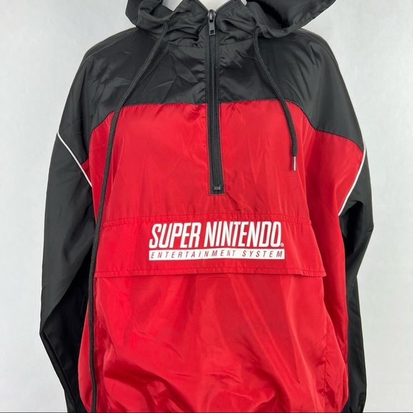 Super Nintendo Entertainment System Small Black Red Long Sleeve Pullover Hoodie - Picture 3 of 7